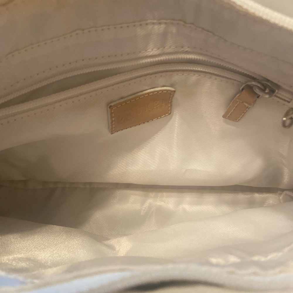 Lauren Ralph Lauren medium Nylon White w/ leather strap Shoulder Bag - Picture 4 of 12